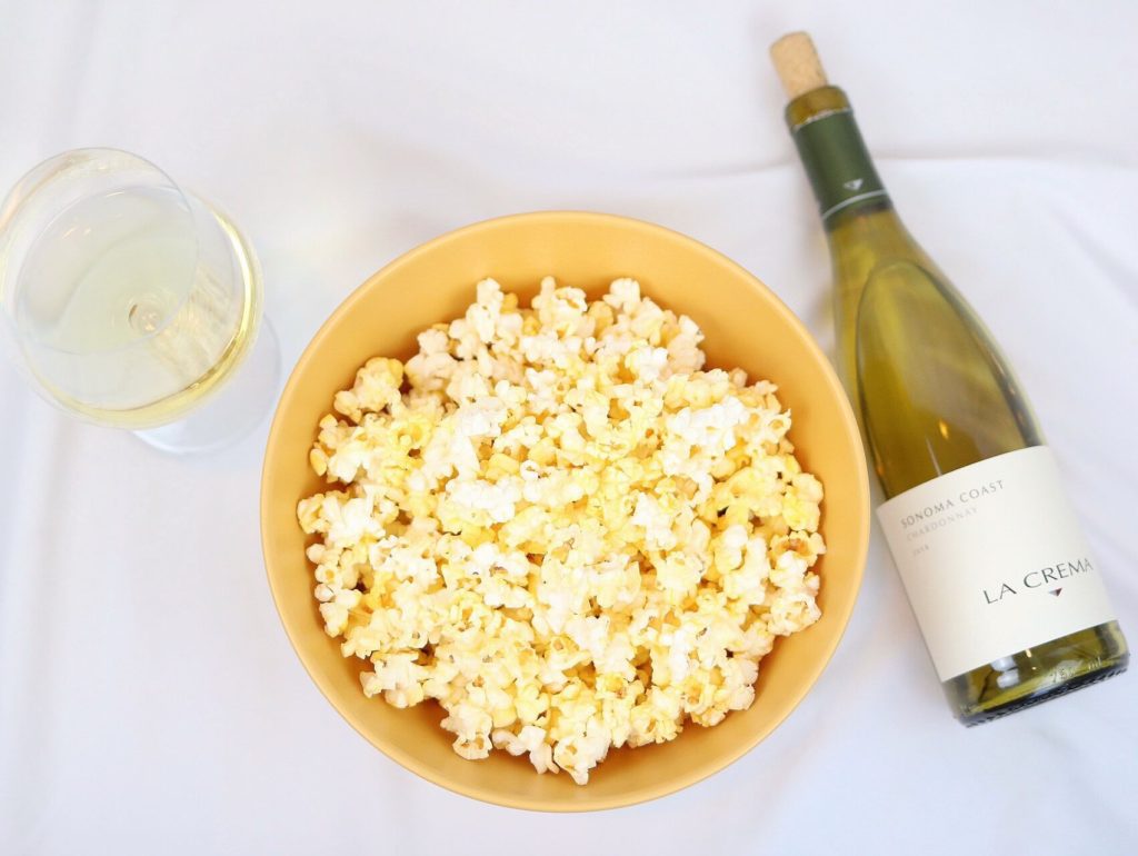 chardonnay and movie theater butter popcorn
