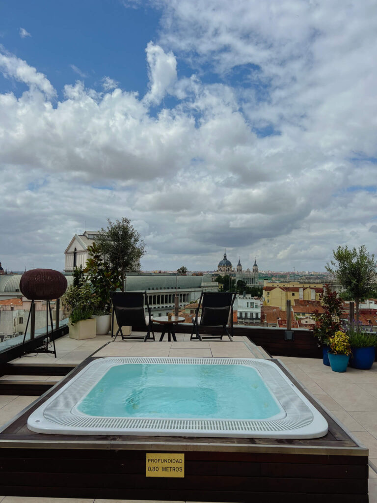 Rooftop at Gran Melia Palacio de los Duques madrid norther spain travel guide